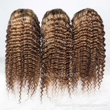 2022 Hot Sale Products Deep Wave Pineapple Curl Highlight Lace Wig 100% Human Hair 10A Grade Fashion 13*4 Lace Frontal Wigs